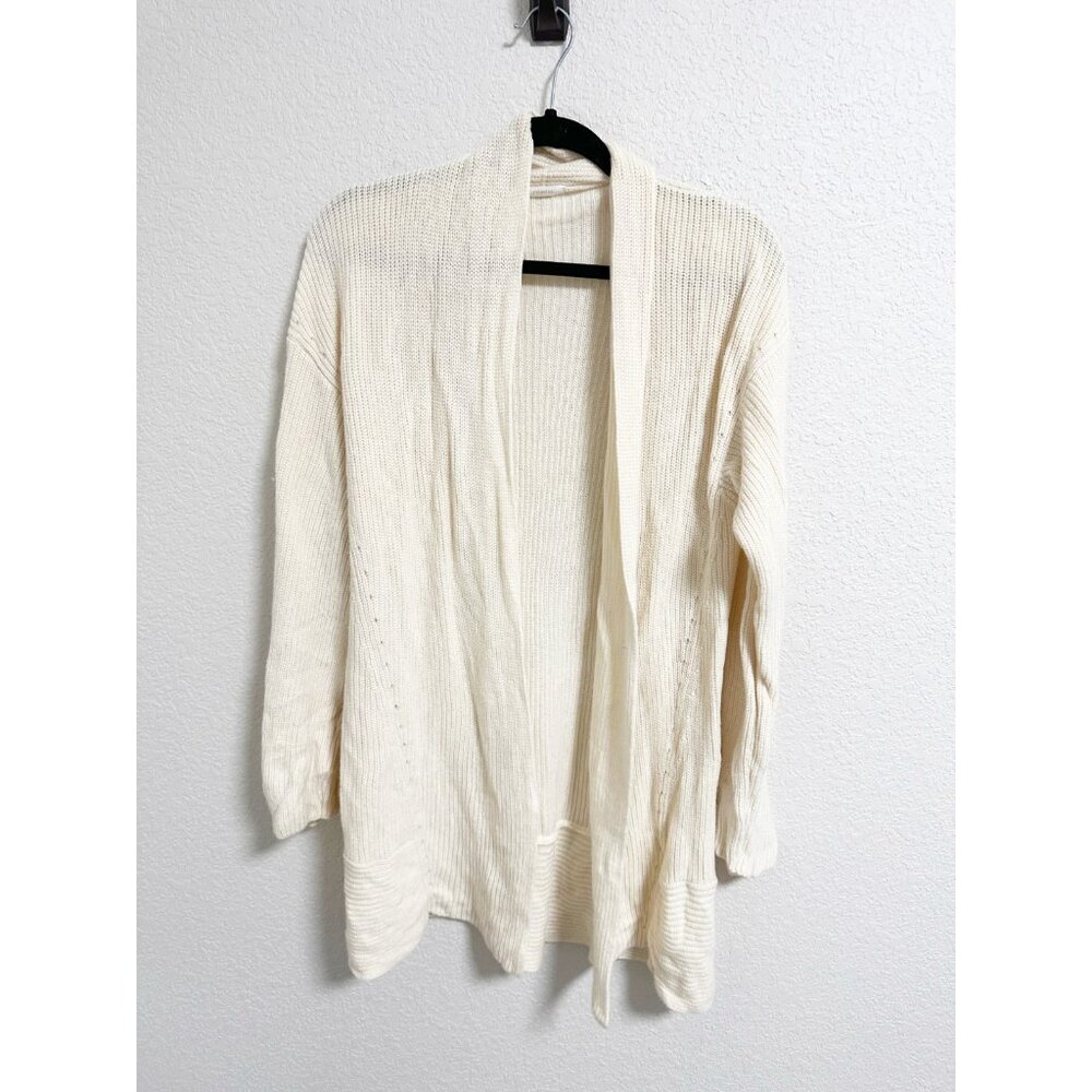 Malo Womens Cashmere Open Front Cardigan Sweater Made In‎ Italy Cream Size 44